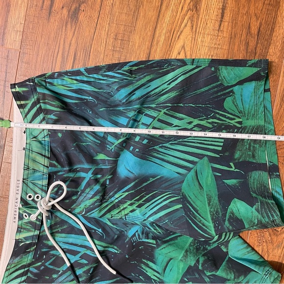 American Eagle Outfitters Men’s Large L Swim Trunks Unlined Tropical Beach Green - Picture 7 of 9